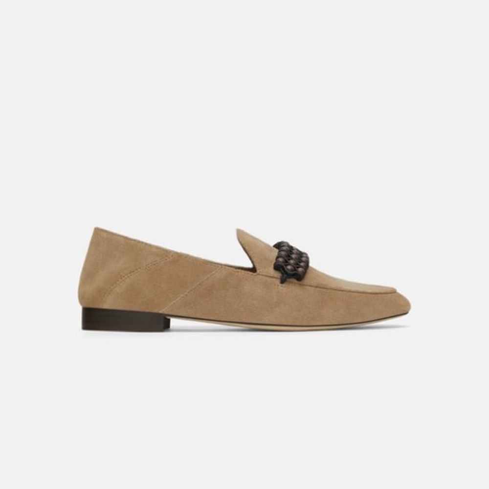 Zara leather loafers with bead details NWT
